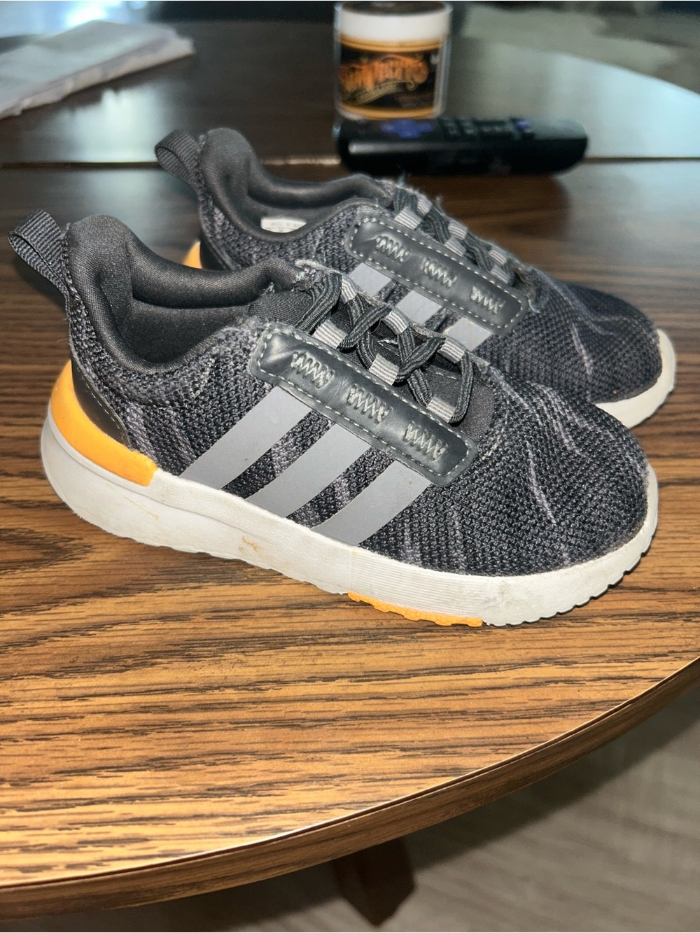 adidas Kids Gray and Orange Slip-On Sneakers